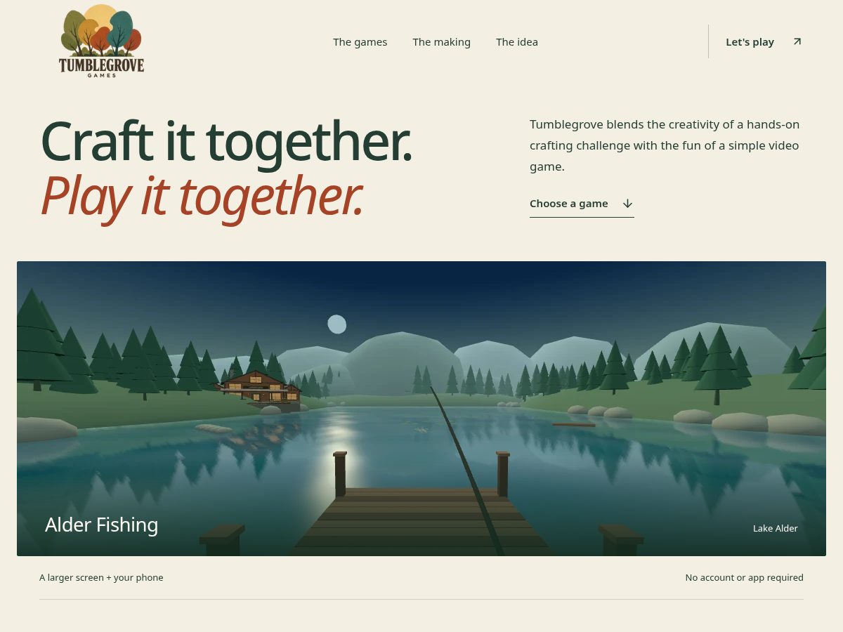 Landing-page snapshot of tumblegrove.com