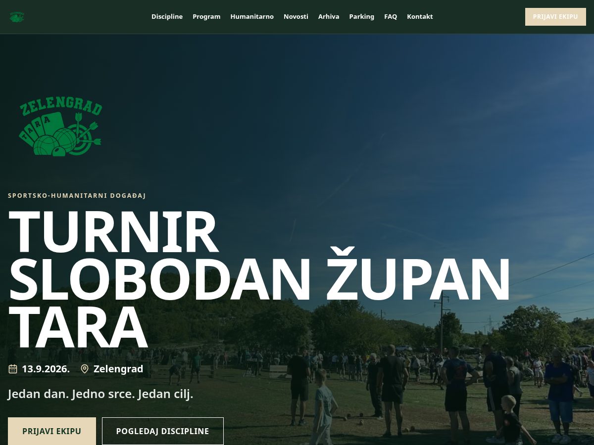 Landing-page snapshot of turnirtara.com