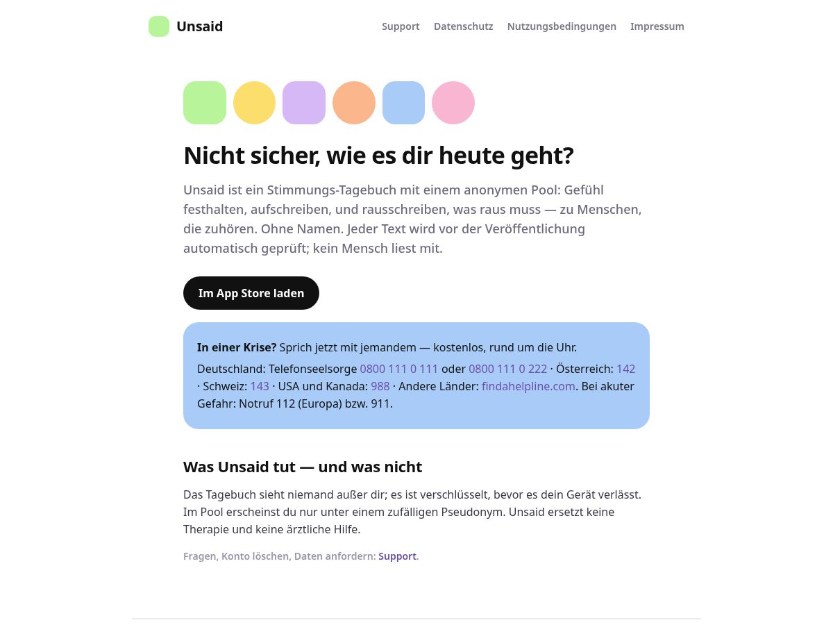 Landing-page snapshot of unsaidjornal.com