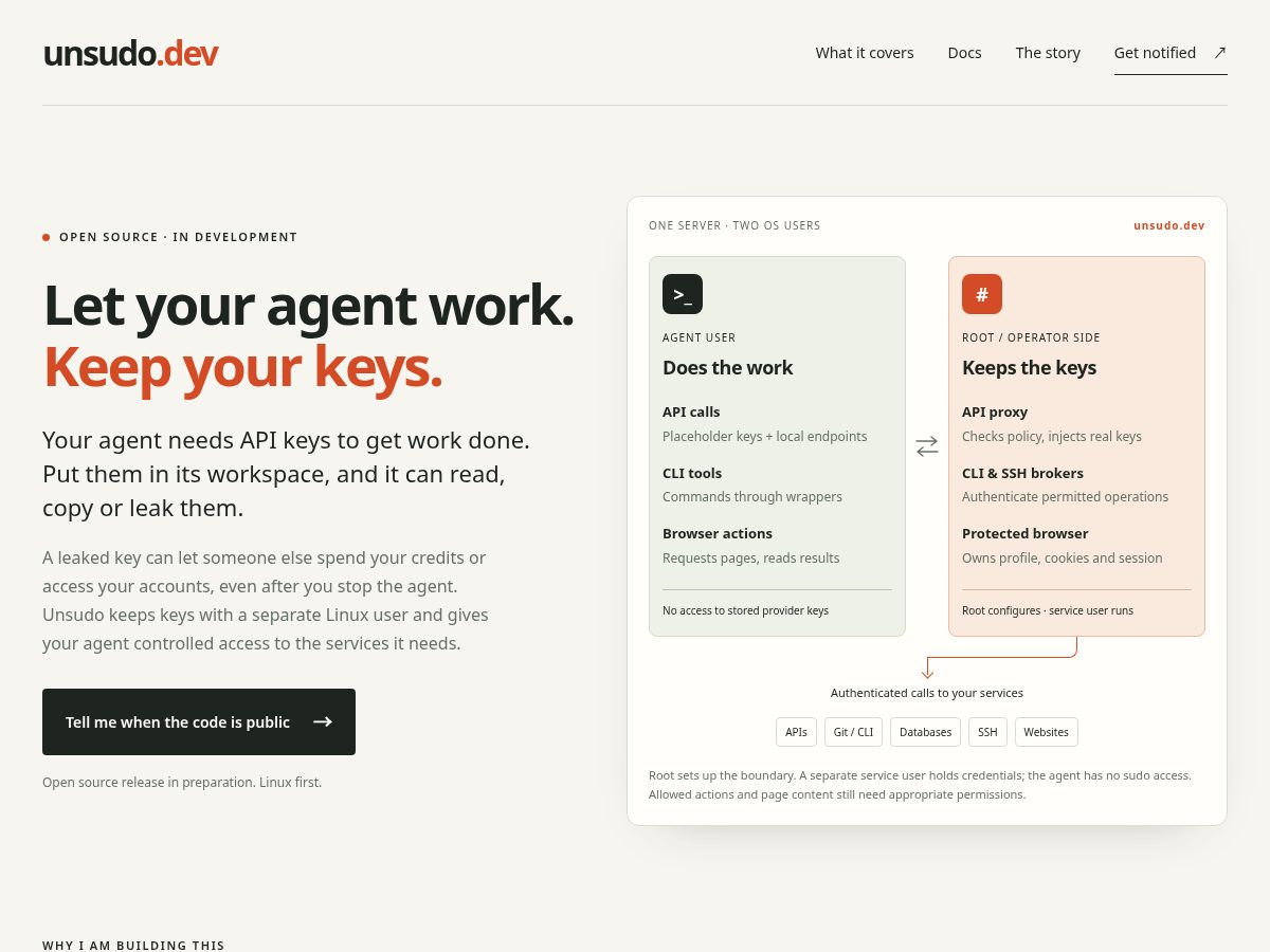 Landing-page snapshot of unsudo.dev