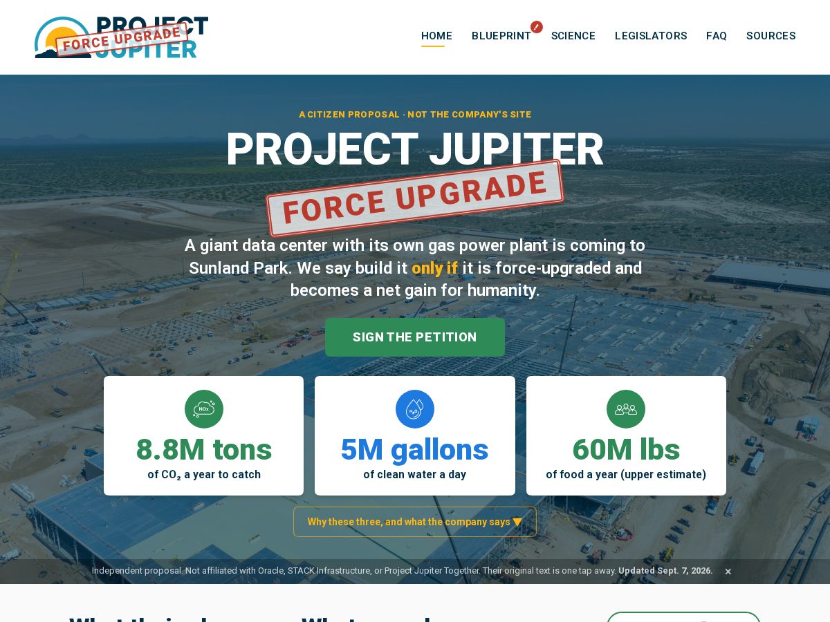 Landing-page snapshot of upgradeprojectjupiter.com