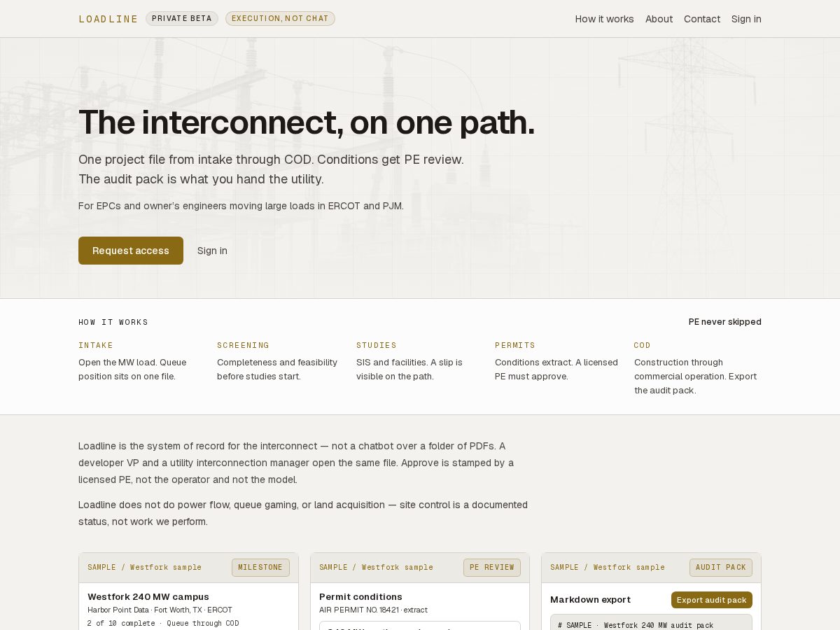 Landing-page snapshot of useloadline.com
