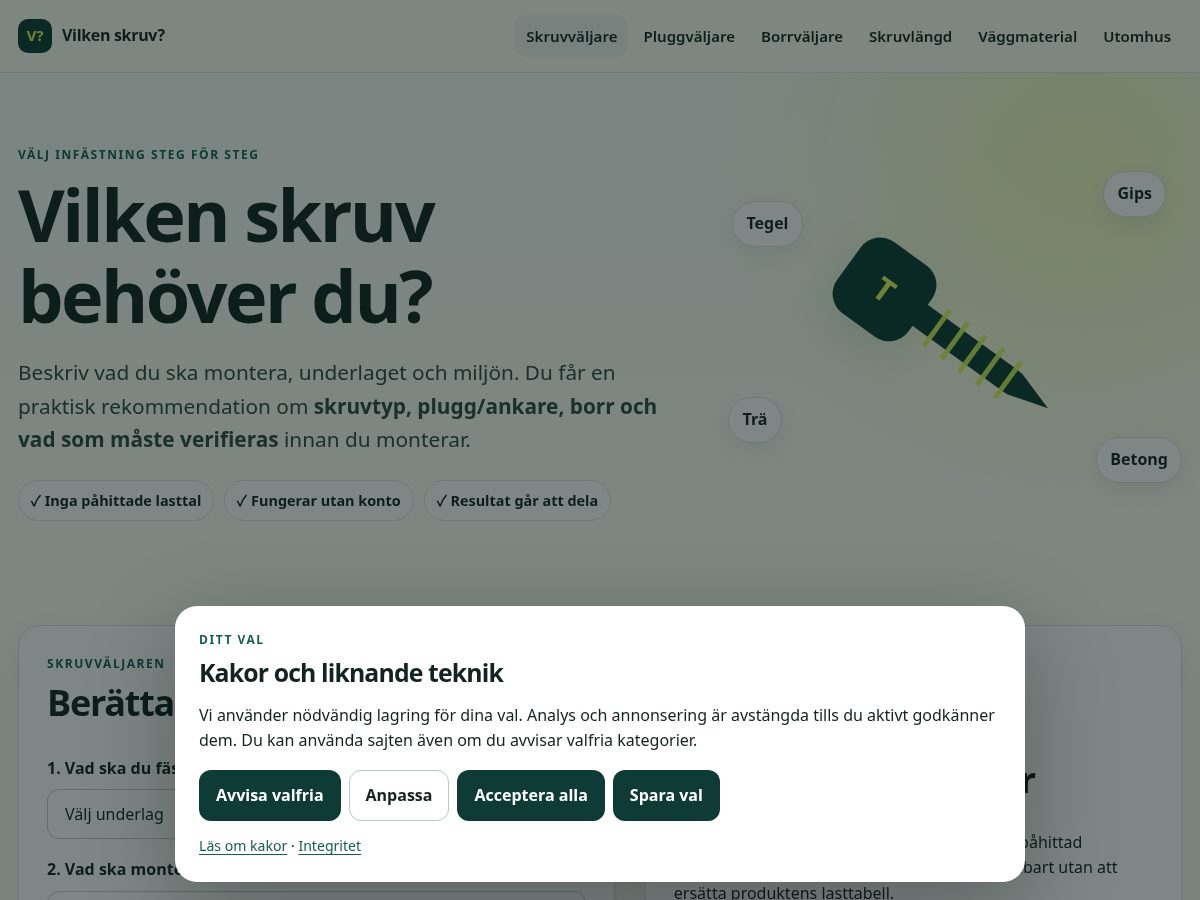 Landing-page snapshot of vilkenskruv.site