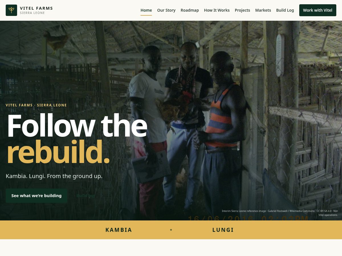 Landing-page snapshot of vitelfarms.com