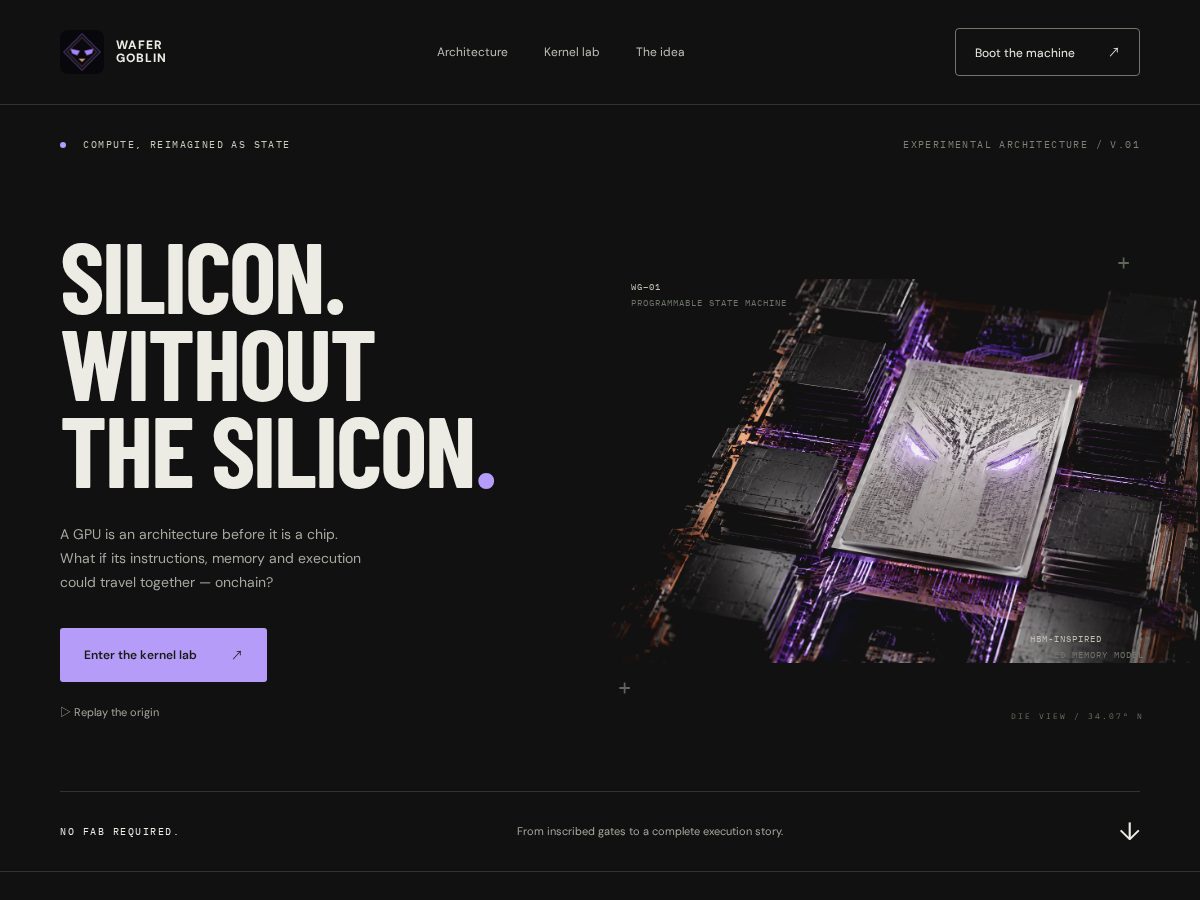 Landing-page snapshot of wafergoblin.xyz