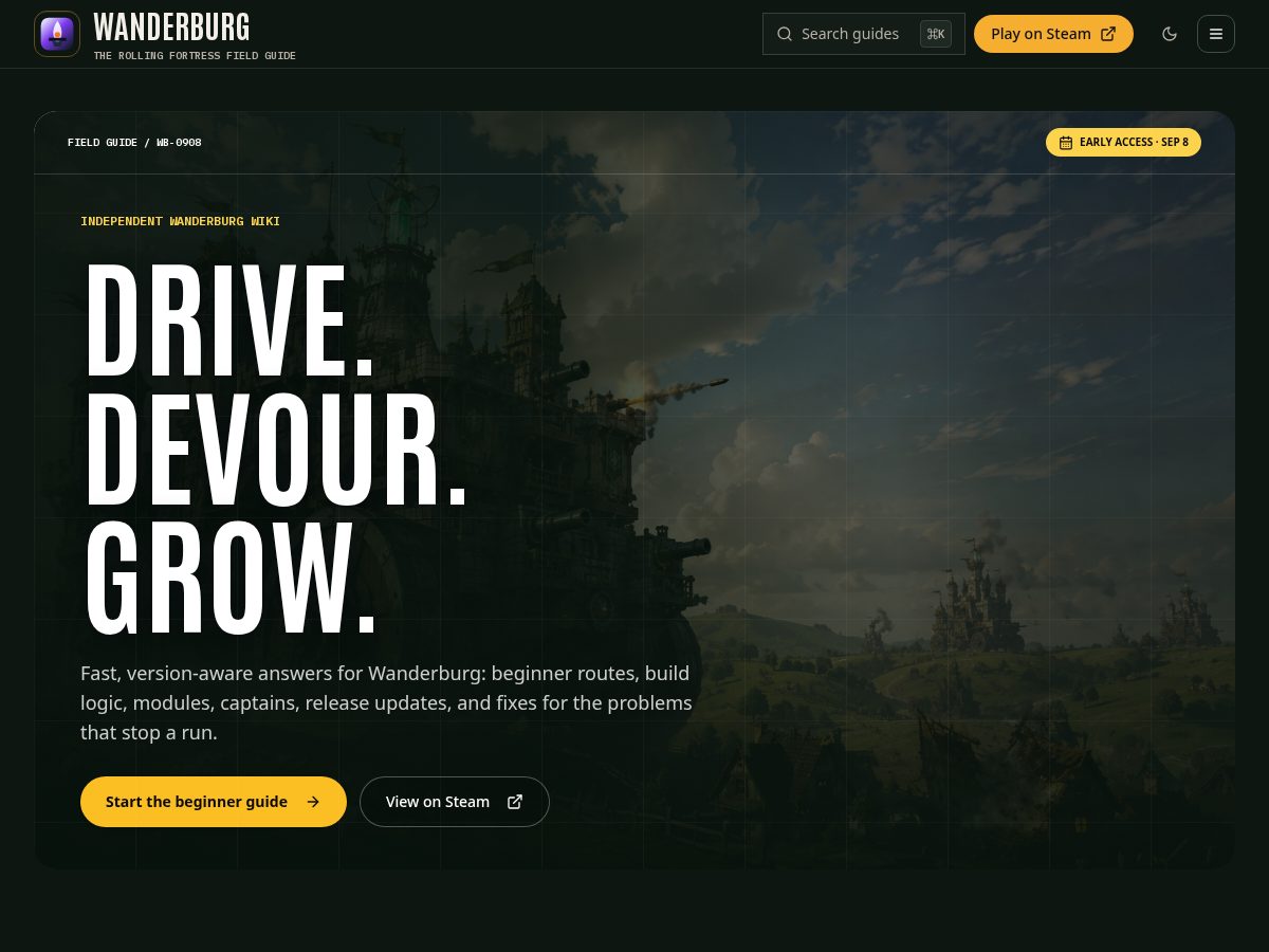 Landing-page snapshot of wanderburgwiki.wiki