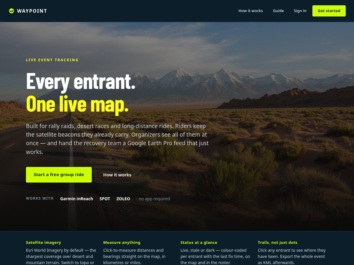 Landing-page snapshot of waypointtracking.com