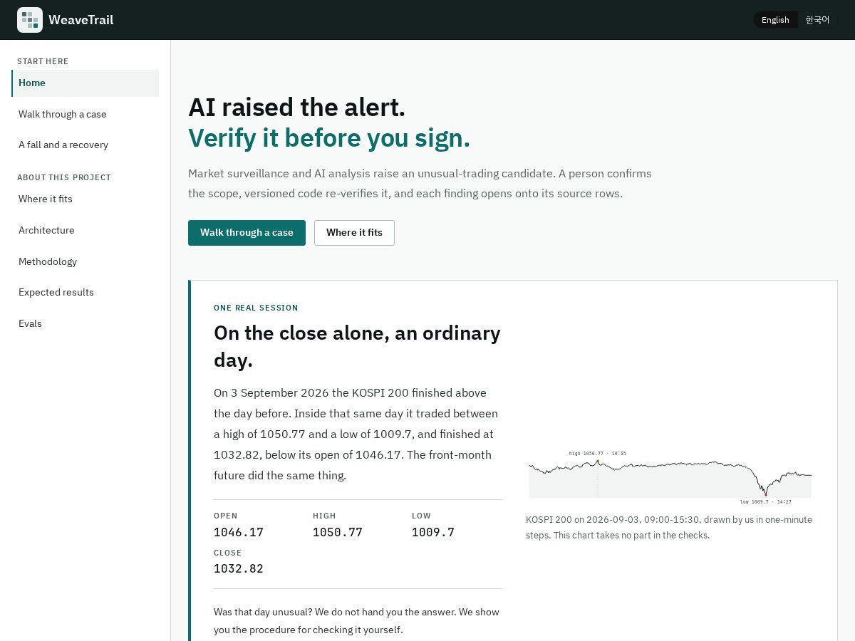 Landing-page snapshot of weavetrail.site