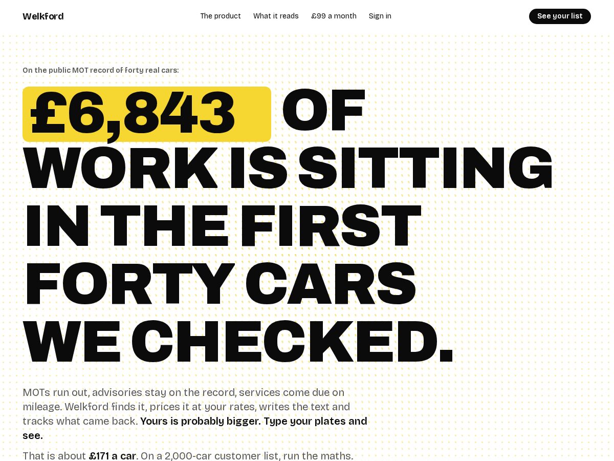 Landing-page snapshot of welkford.com