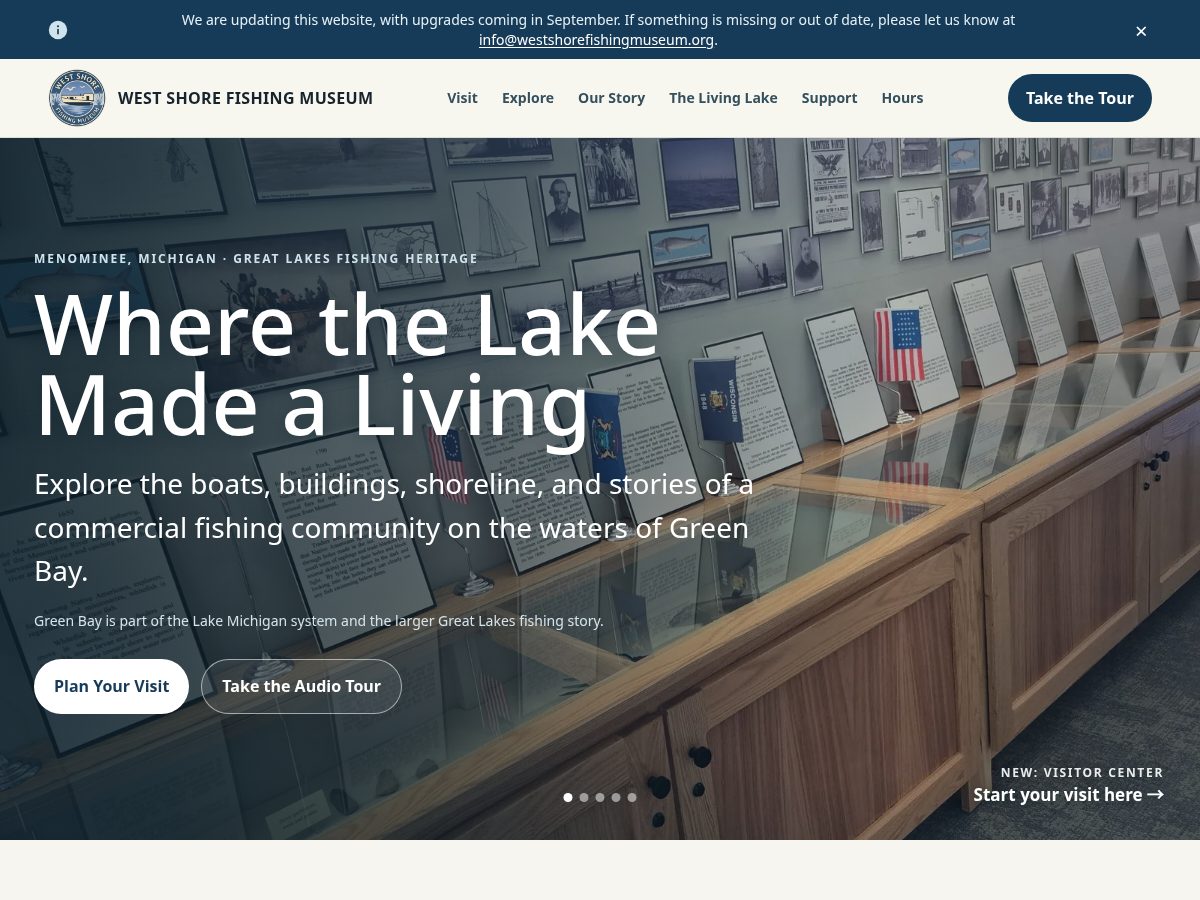Landing-page snapshot of westshorefishingmuseum.org