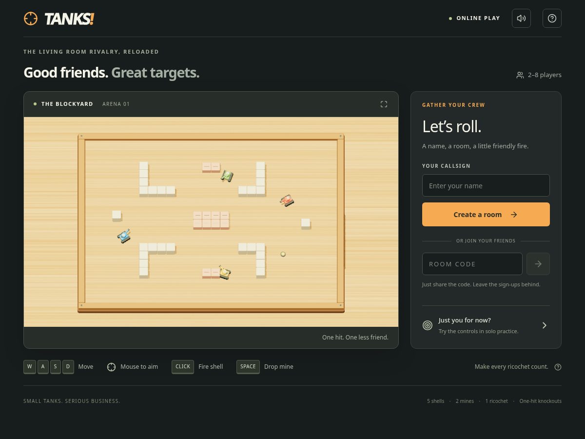 Landing-page snapshot of wiitanks.com