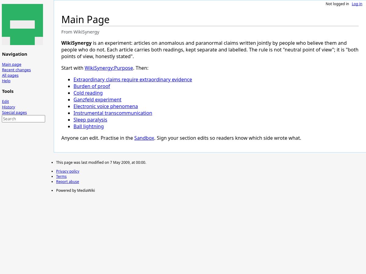 Landing-page snapshot of wikisynergy.com