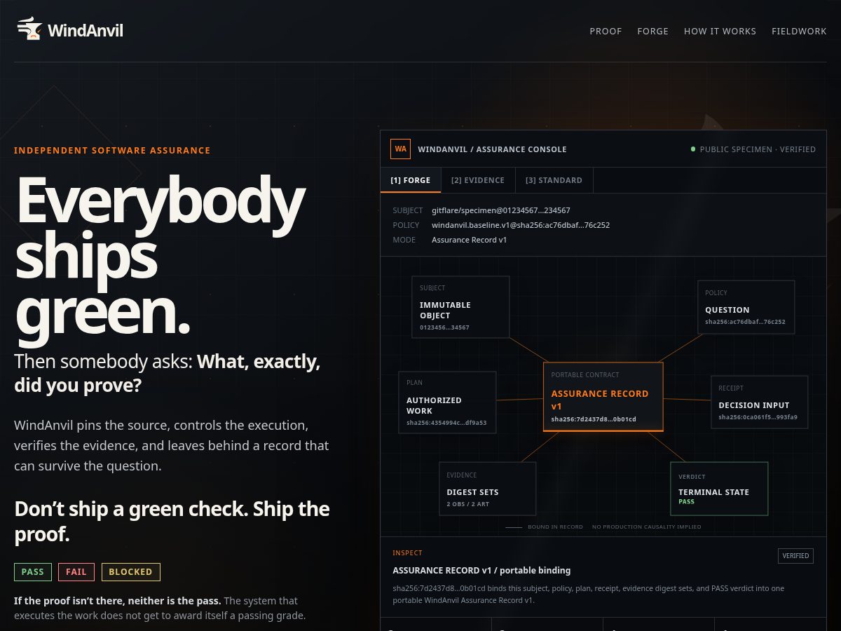 Landing-page snapshot of windanvil.com