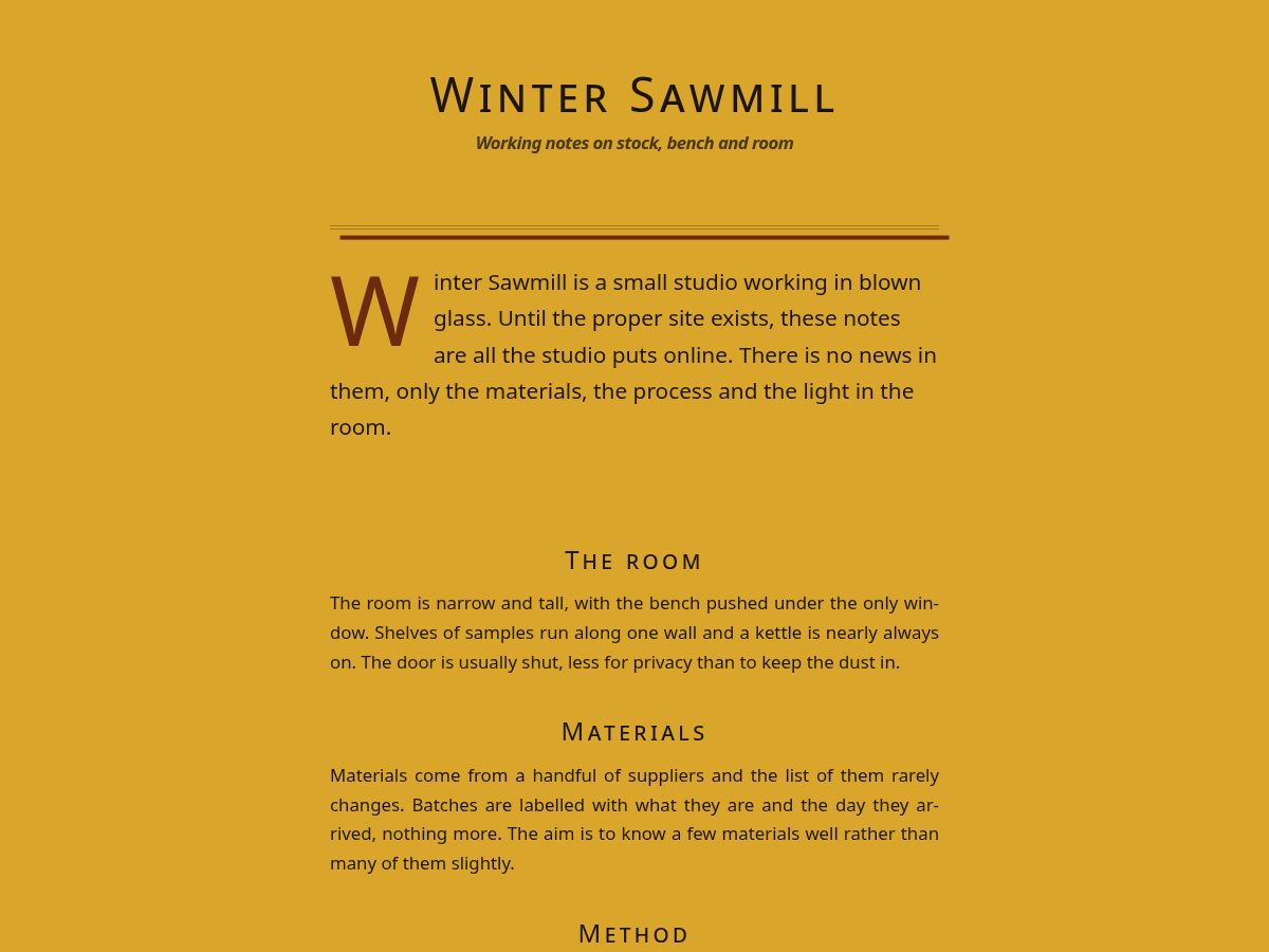 Landing-page snapshot of wintersawmill.com