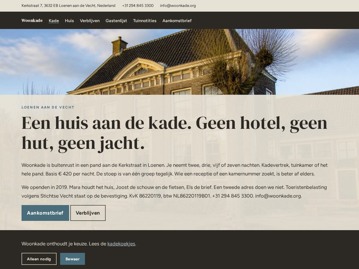 Landing-page snapshot of woonkade.org