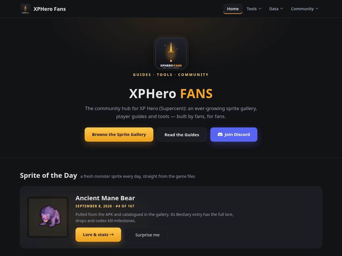 Landing-page snapshot of xphero.fans