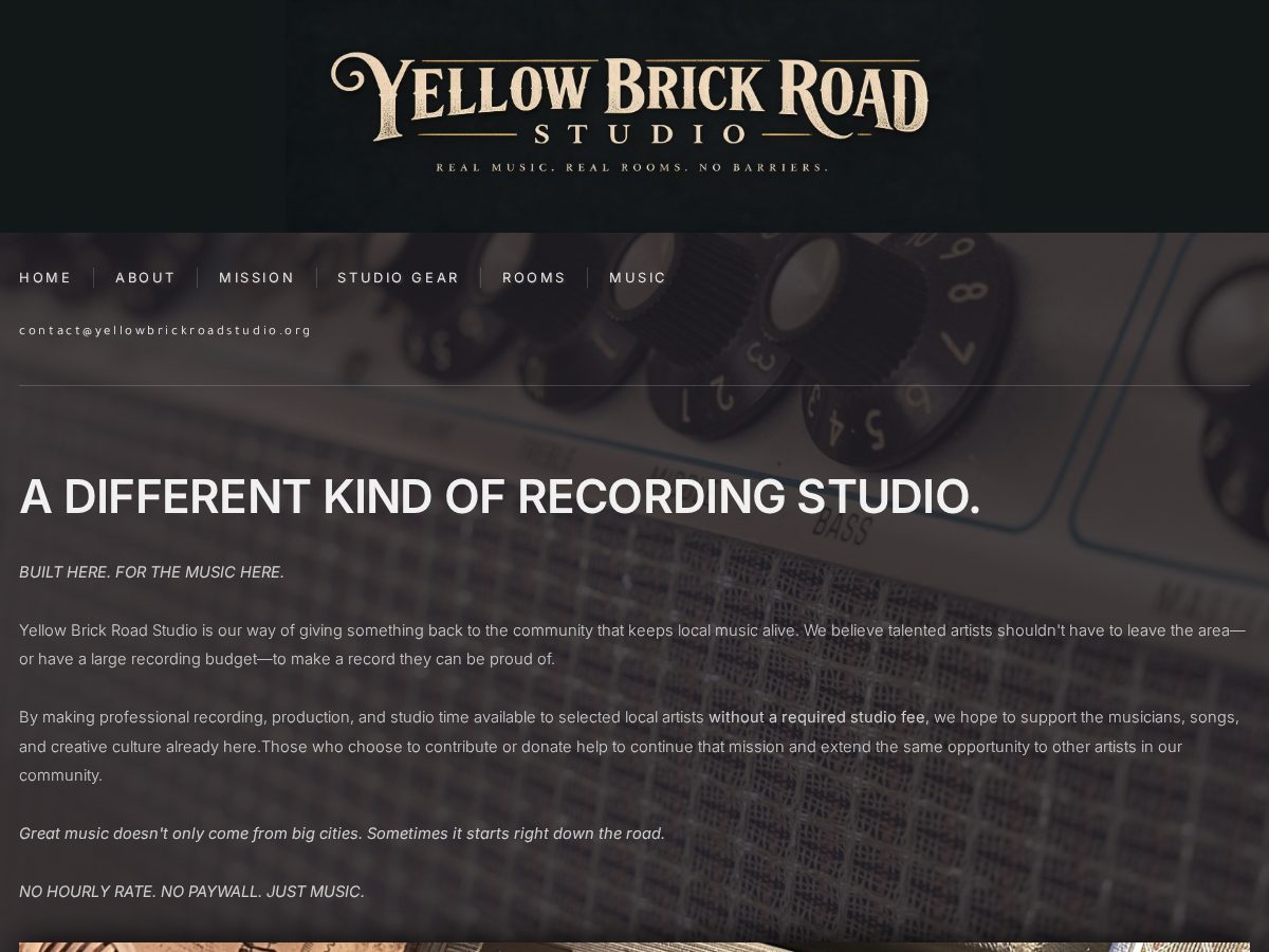 Landing-page snapshot of yellowbrickroadstudio.org