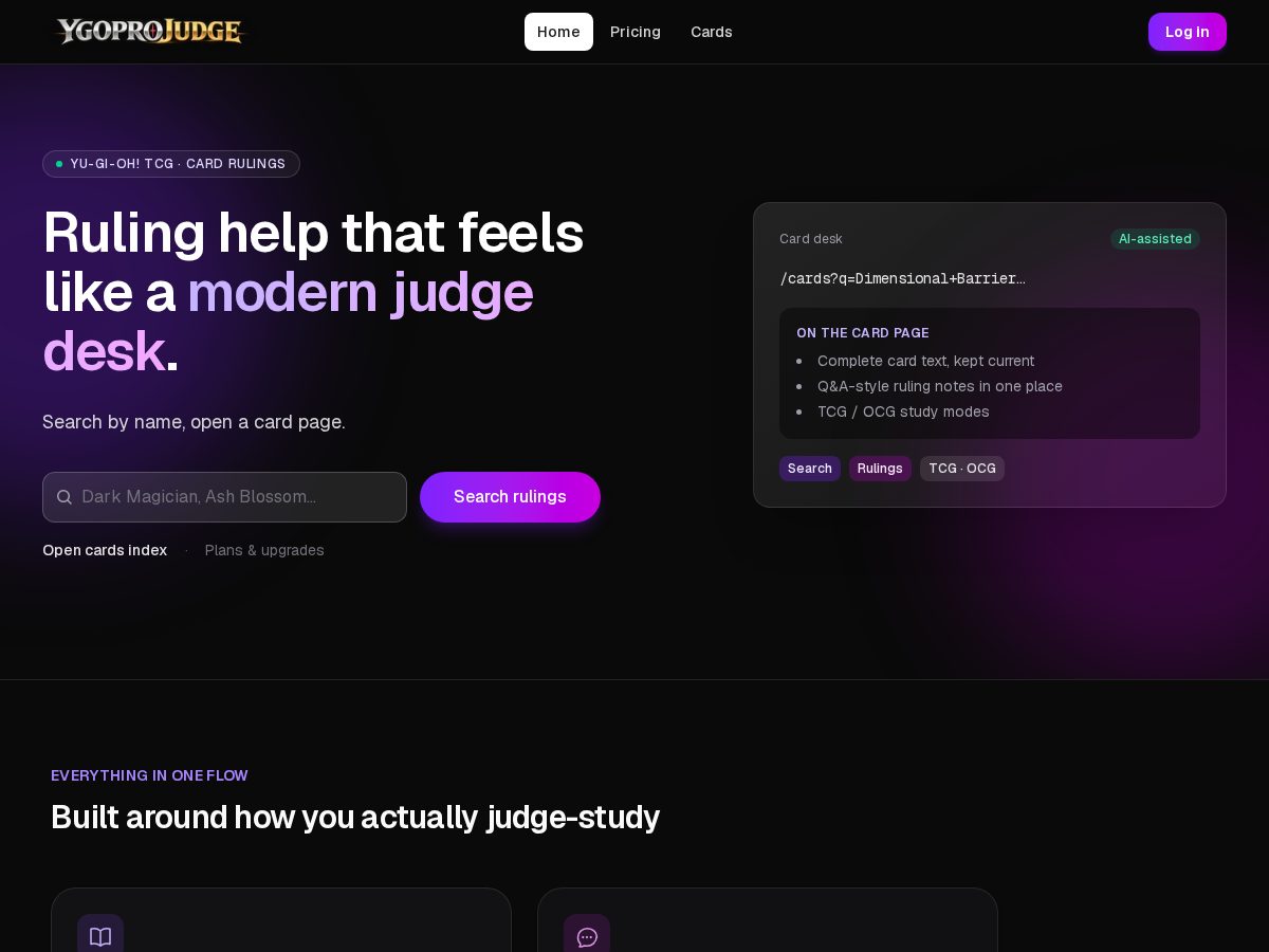 Landing-page snapshot of ygoprojudge.com