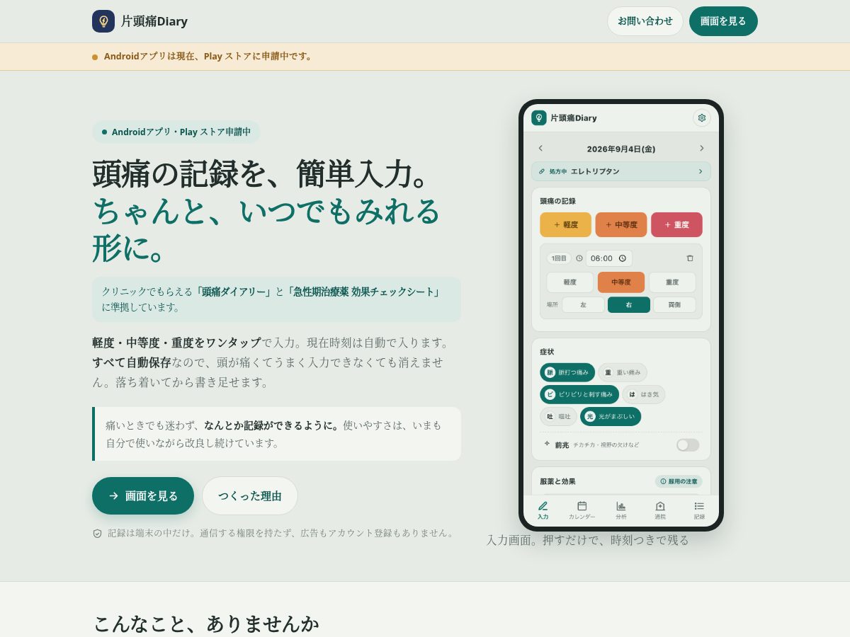 Landing-page snapshot of zutsu-diary.com