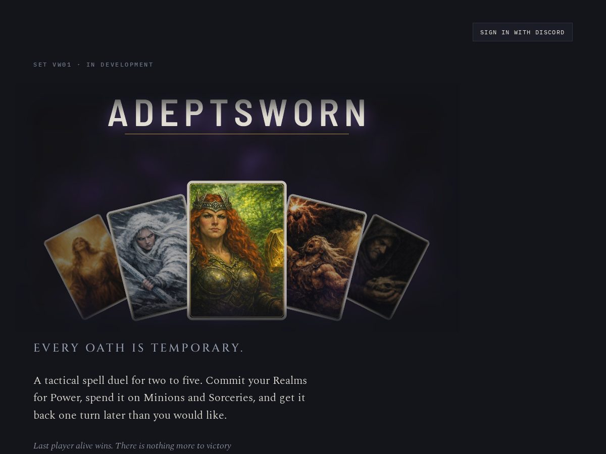 Landing-page snapshot of adeptsworn.com