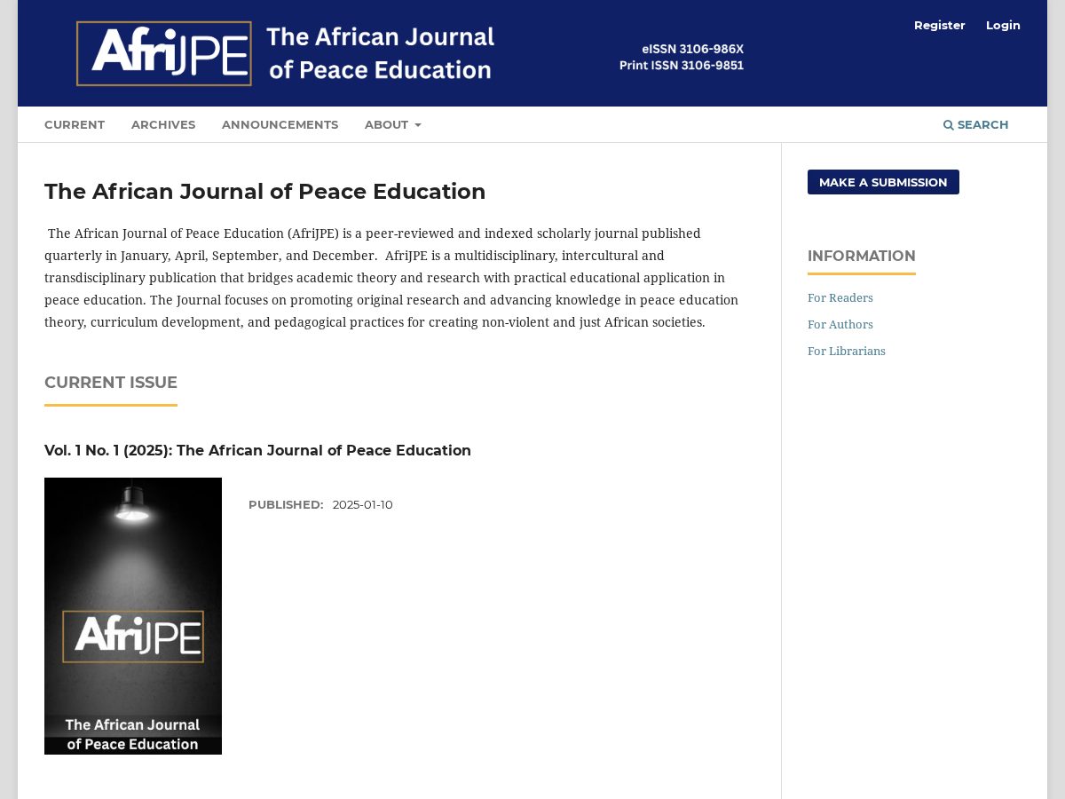 Landing-page snapshot of afrijpe.org