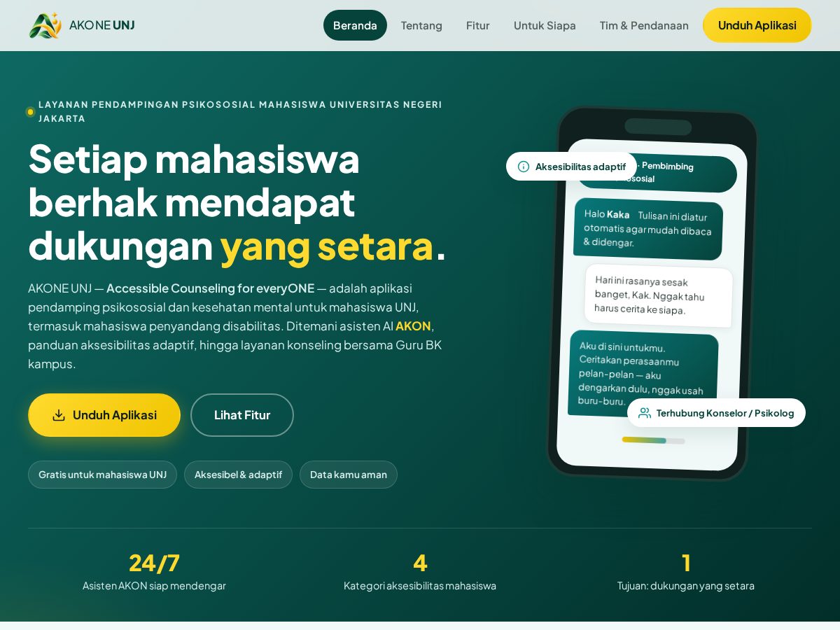 Landing-page snapshot of akone.app