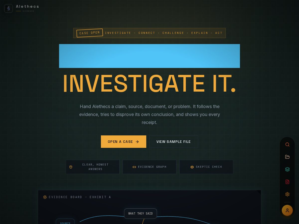 Landing-page snapshot of alethecs.app