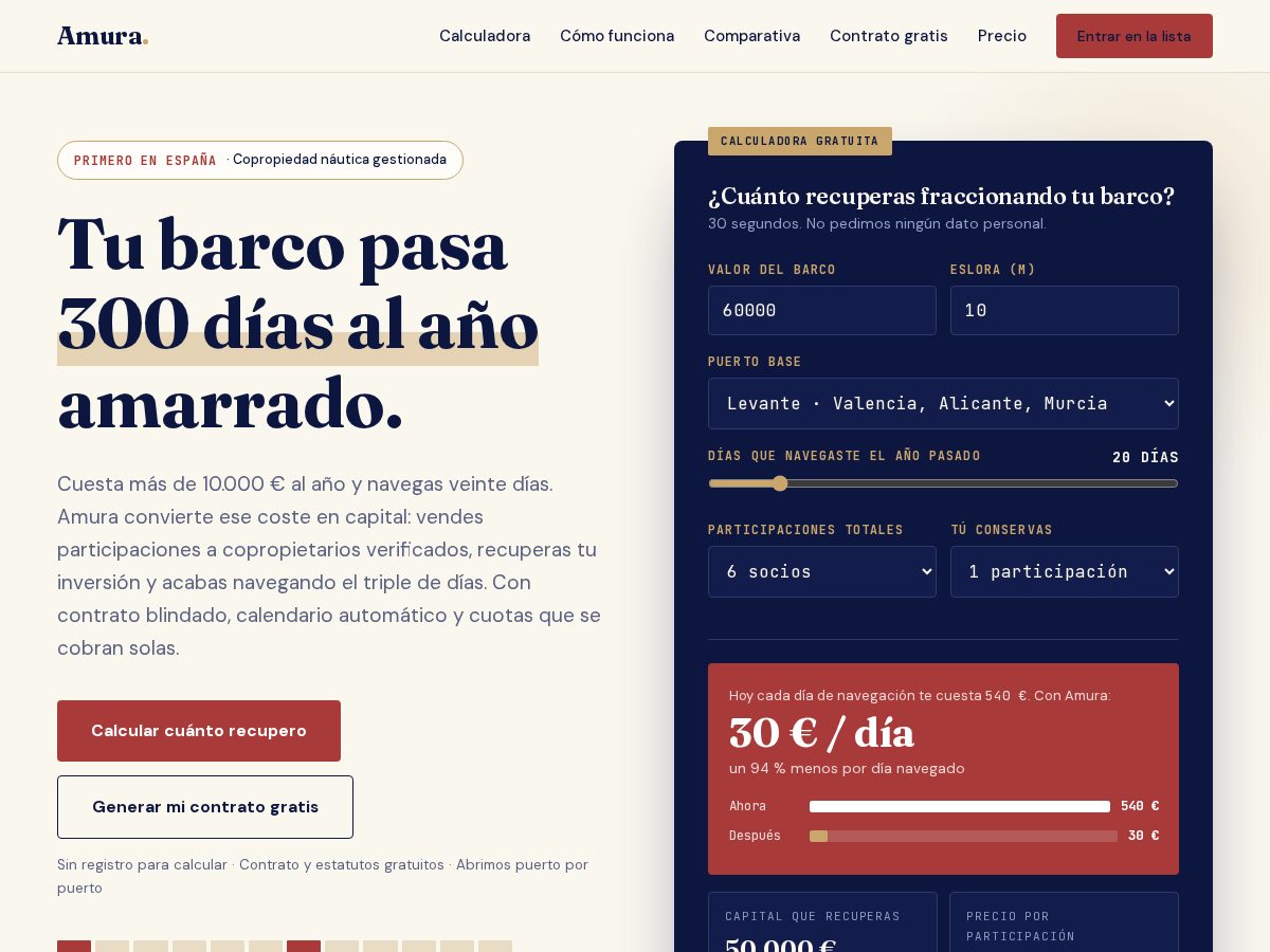 Landing-page snapshot of amura.pro