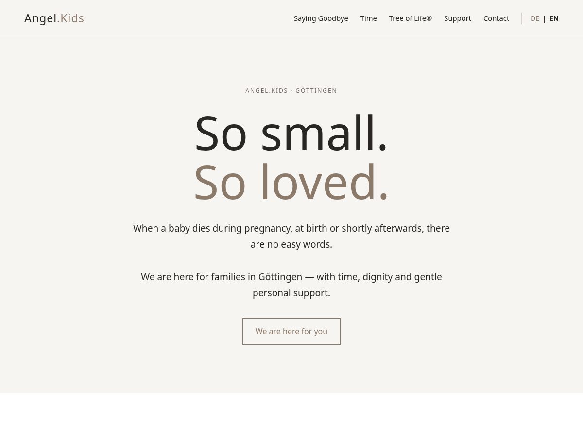 Landing-page snapshot of angel.kids