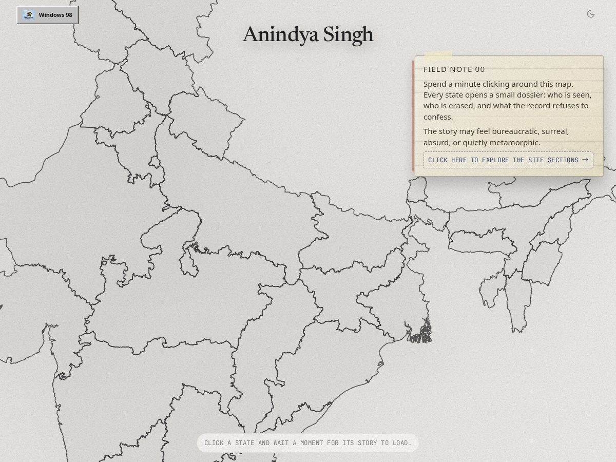 Landing-page snapshot of anindyasingh.com