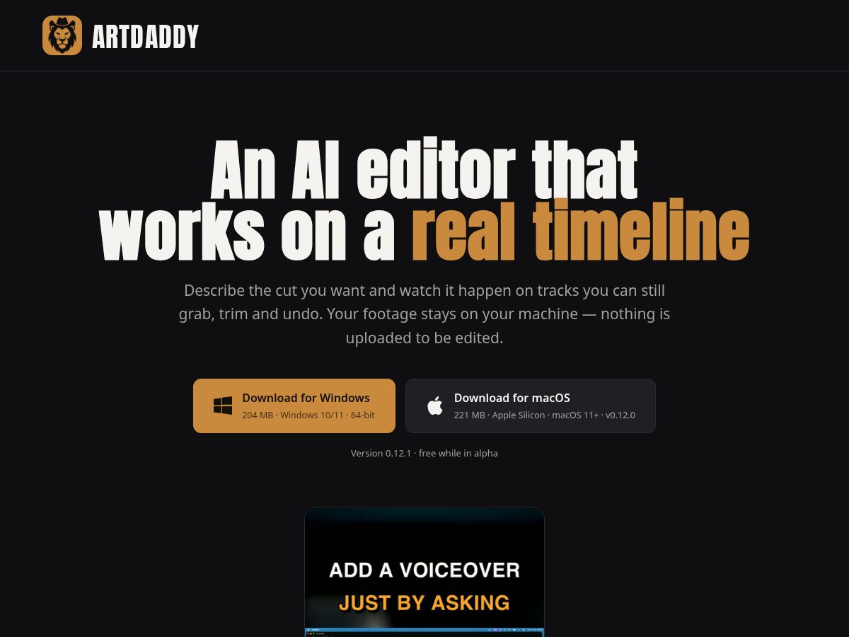 Landing-page snapshot of artdaddy.app