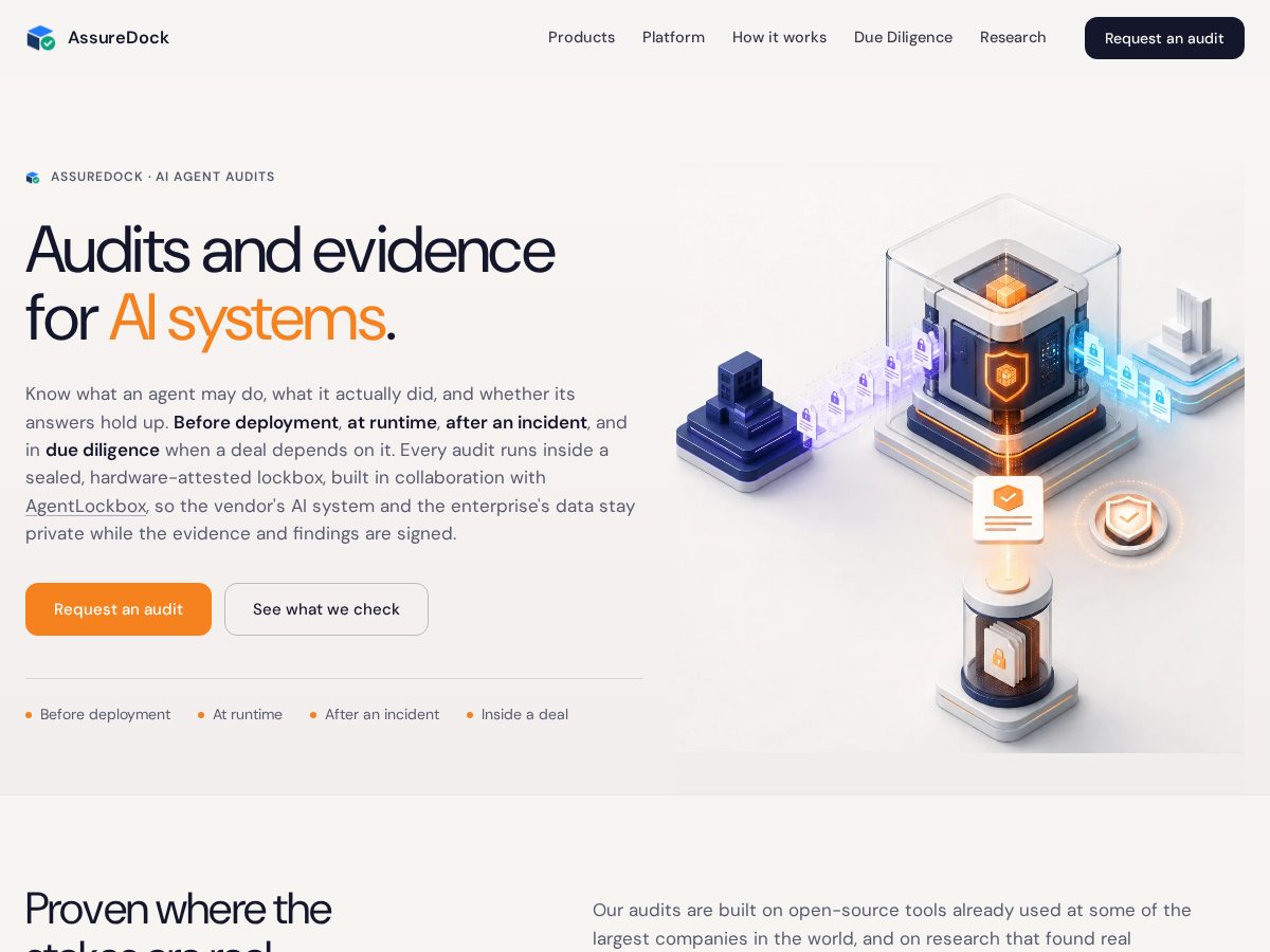 Landing-page snapshot of assuredock.com