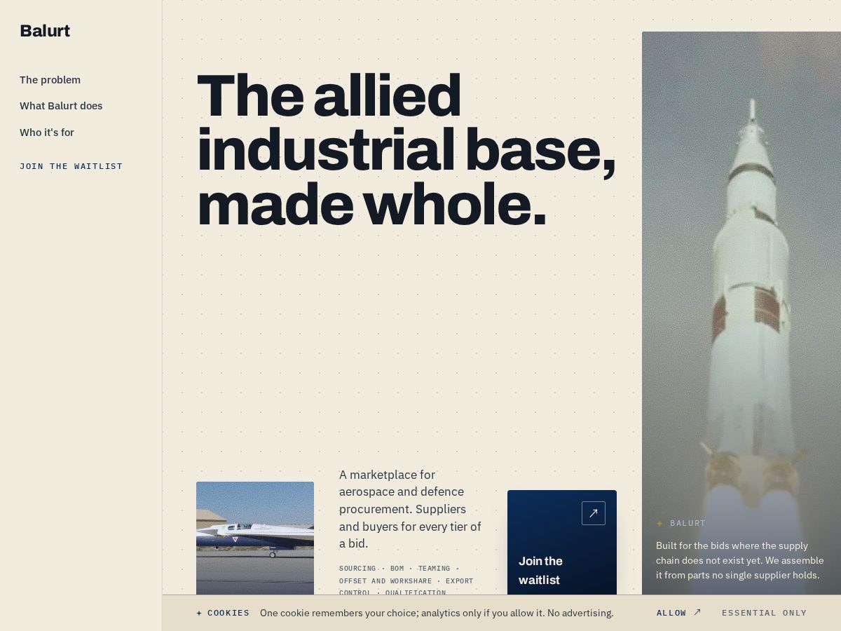 Landing-page snapshot of balurt.com