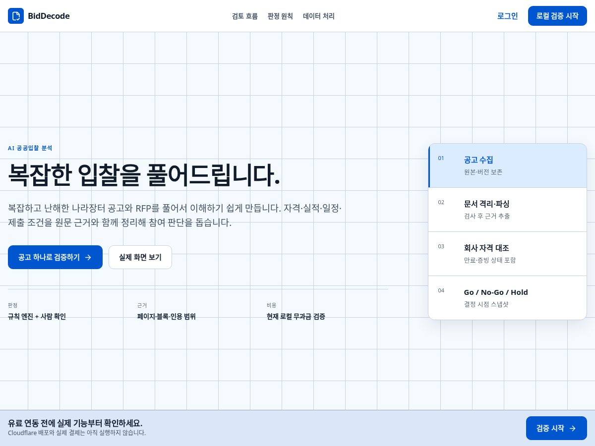 Landing-page snapshot of biddecode.com