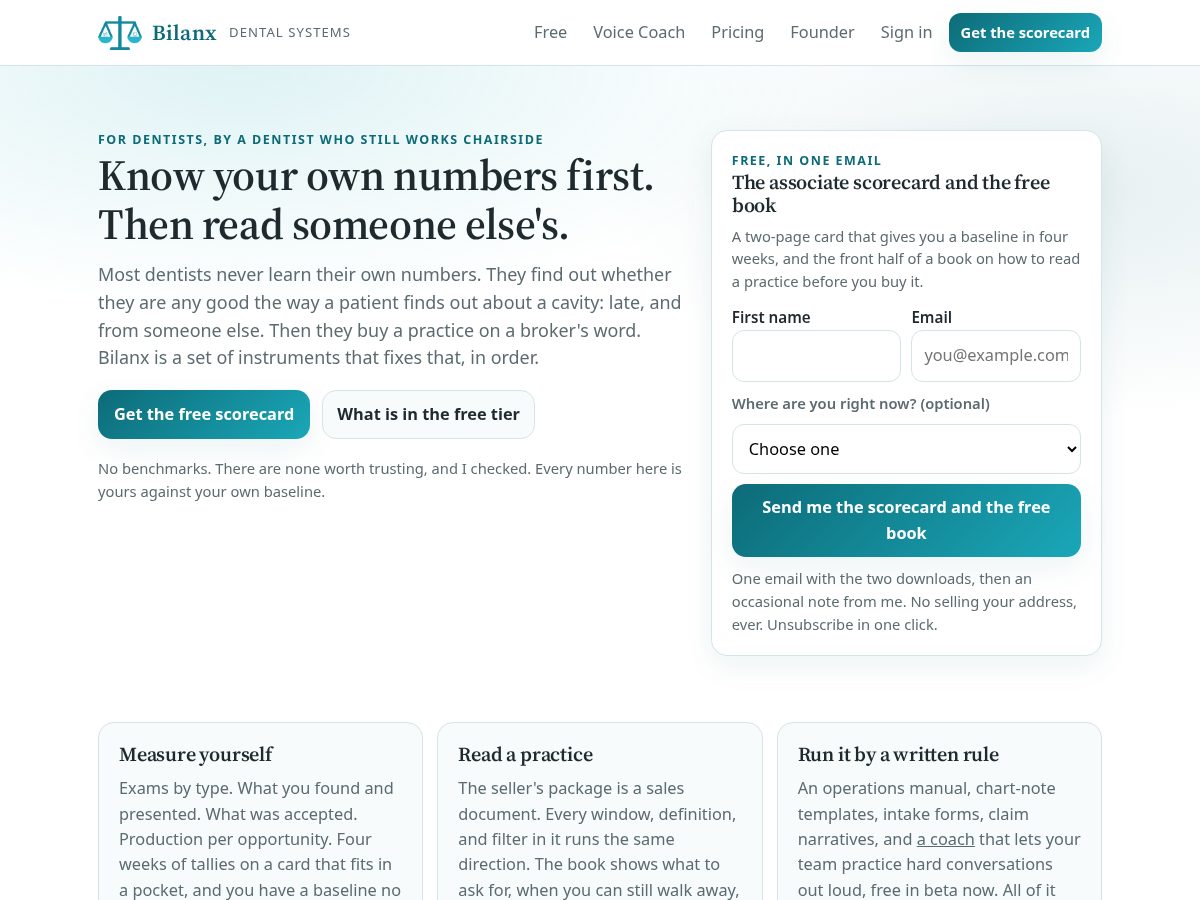 Landing-page snapshot of bilanxdentalsystems.com