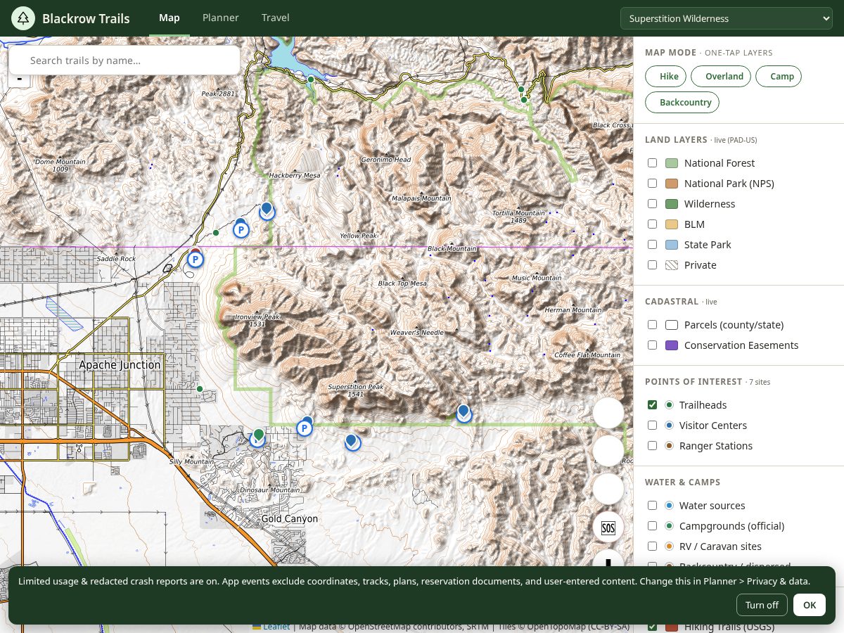 Landing-page snapshot of blackrowtrails.com