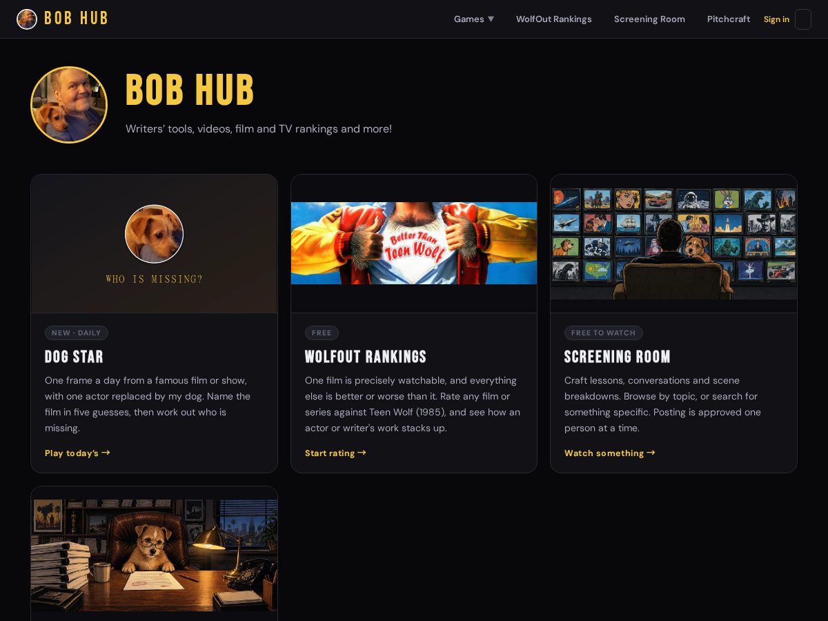 Landing-page snapshot of bobhub.org