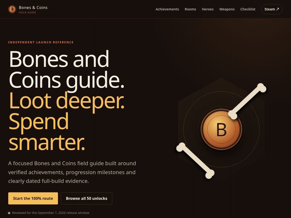 Landing-page snapshot of bonesandcoins.com