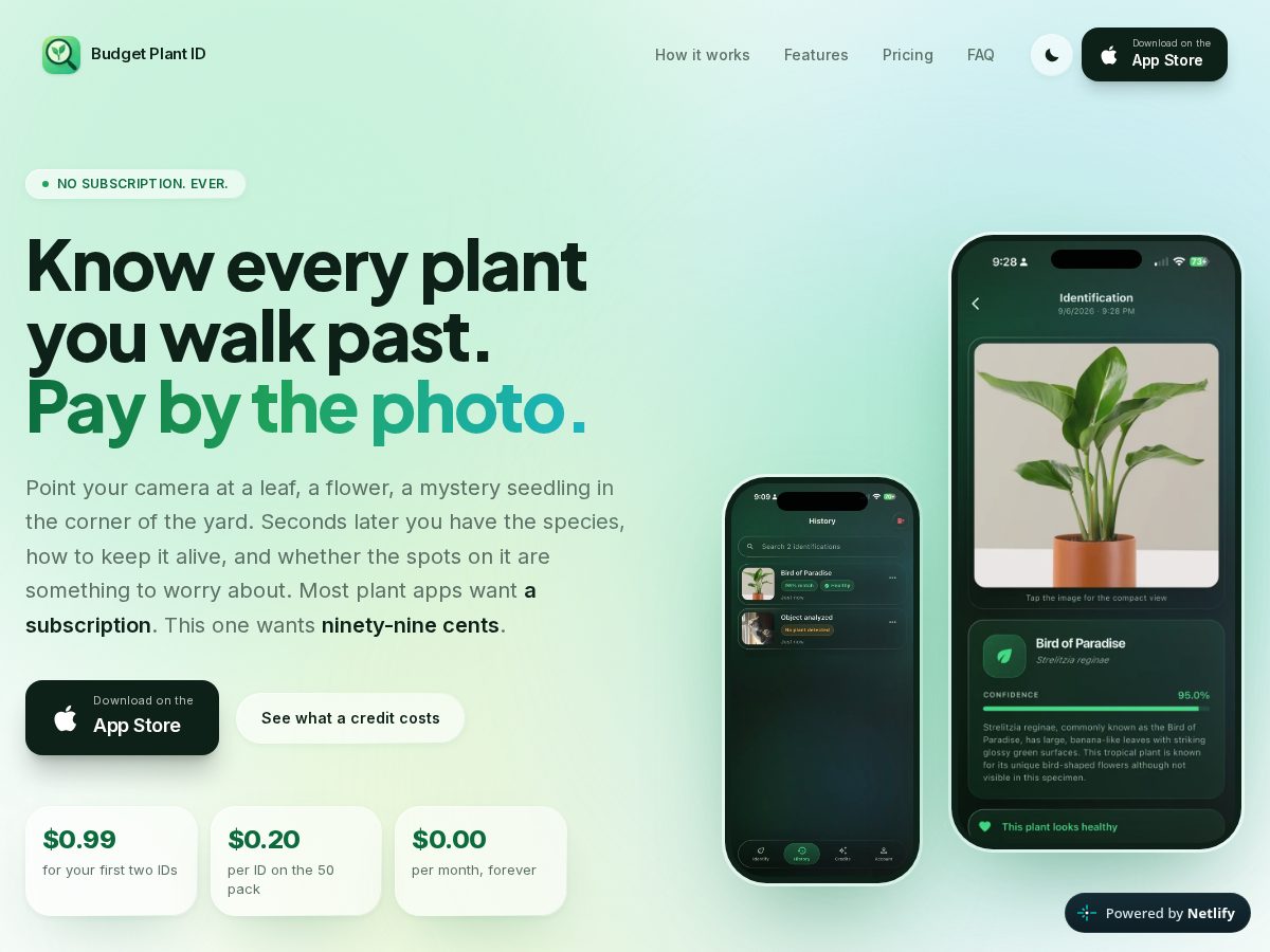 Landing-page snapshot of budgetplantid.com