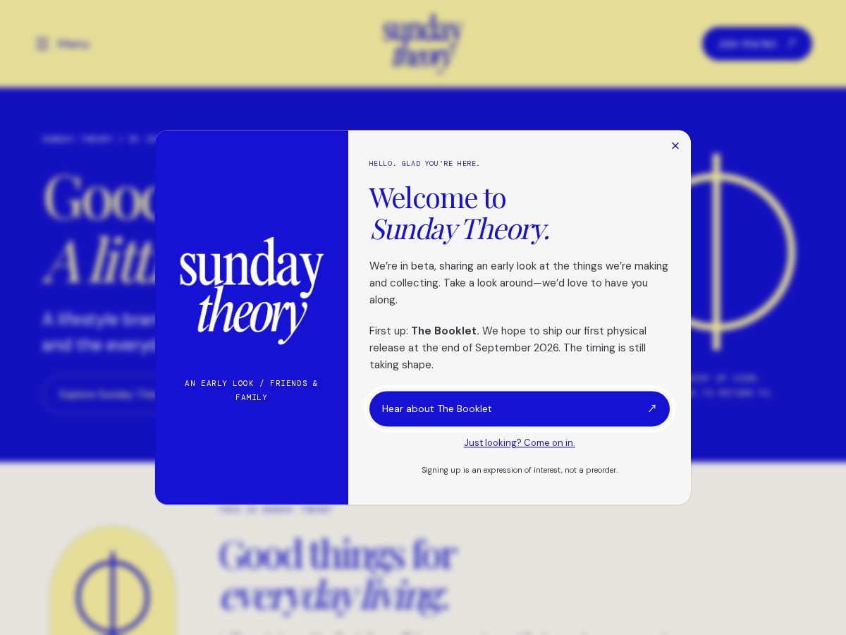 Landing-page snapshot of bysundaytheory.com