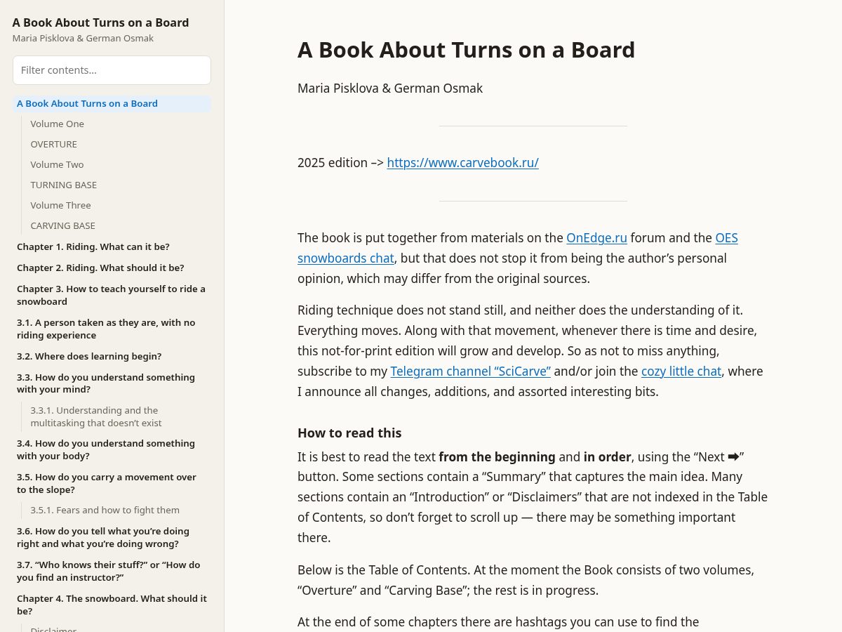 Landing-page snapshot of carve-book.com
