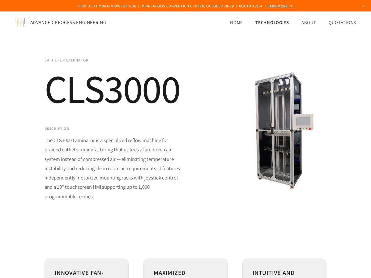 Landing-page snapshot of catheter-laminator.com