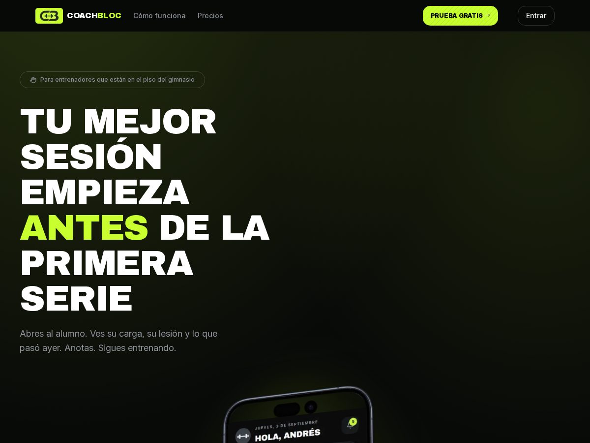 Landing-page snapshot of coachbloc.app