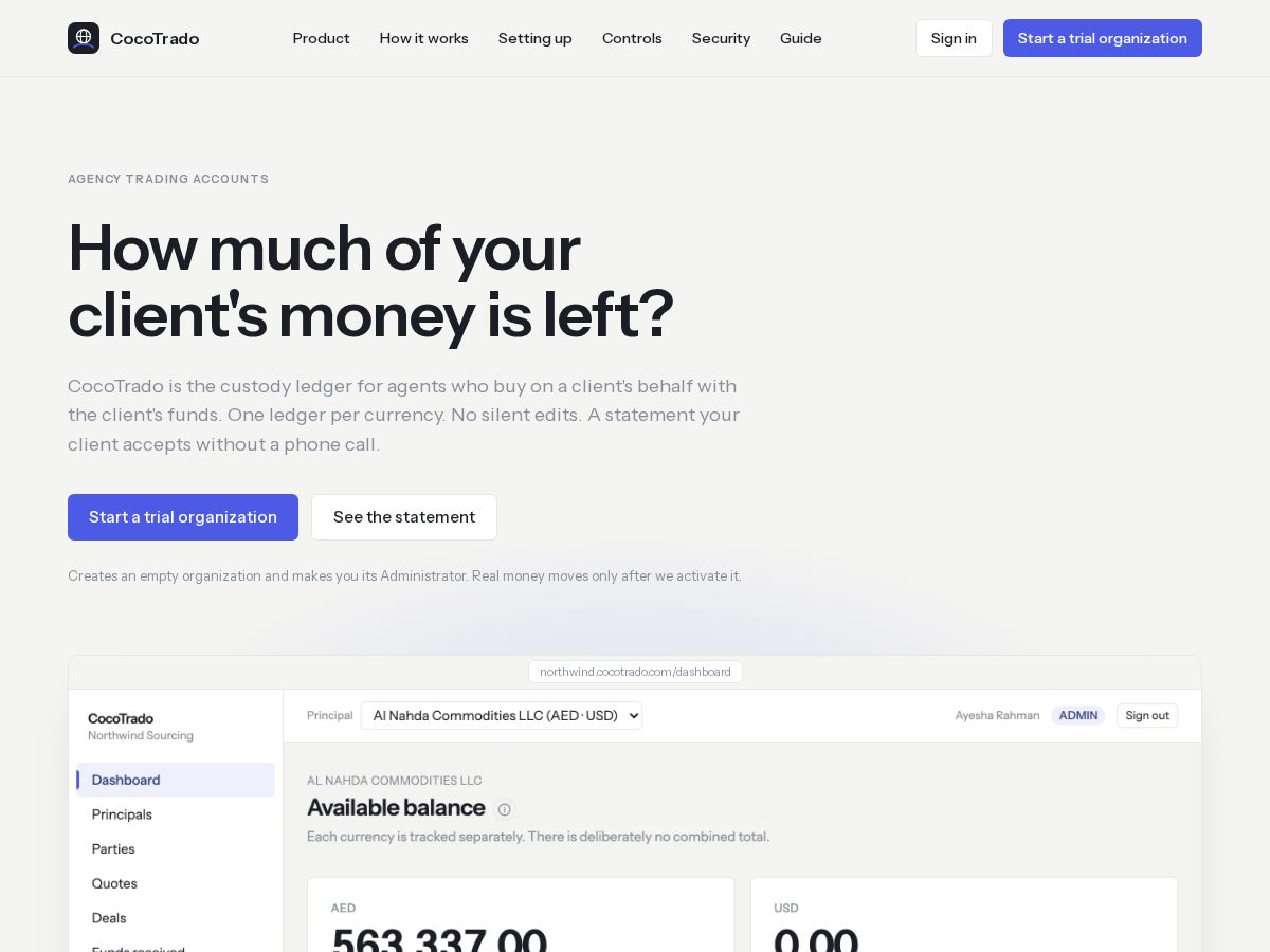 Landing-page snapshot of cocotrado.com
