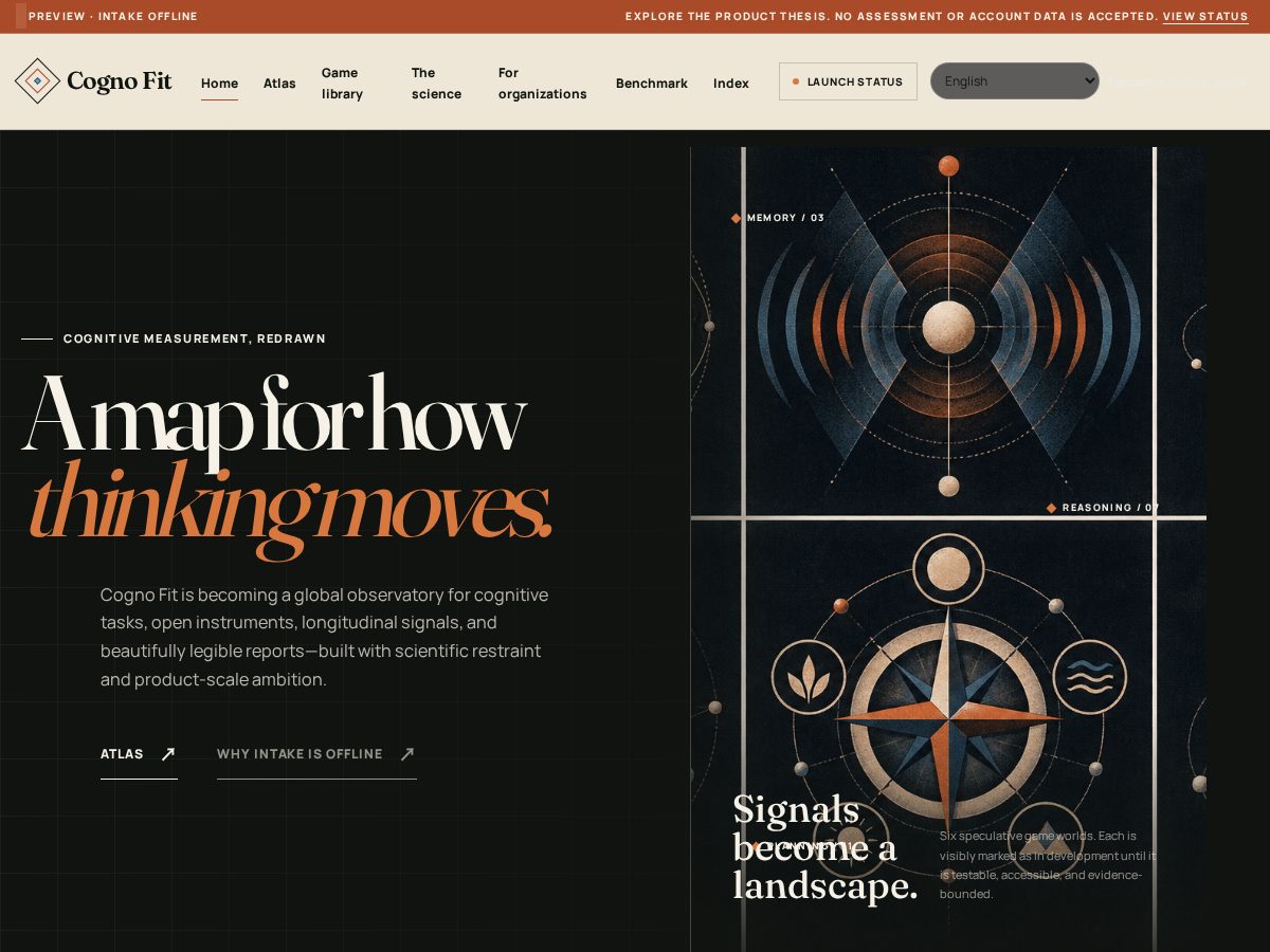 Landing-page snapshot of cogno.fit