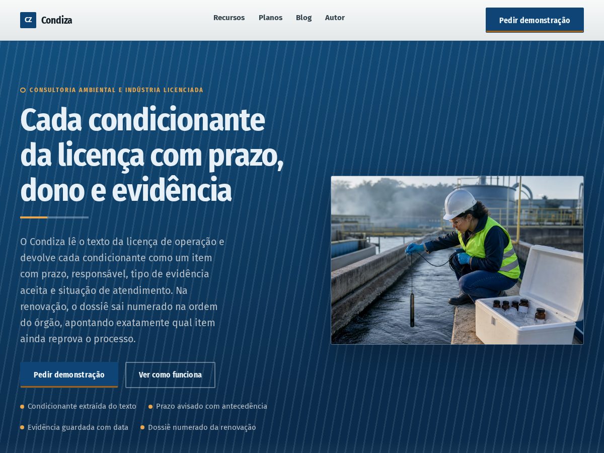 Landing-page snapshot of condizaambiental.com