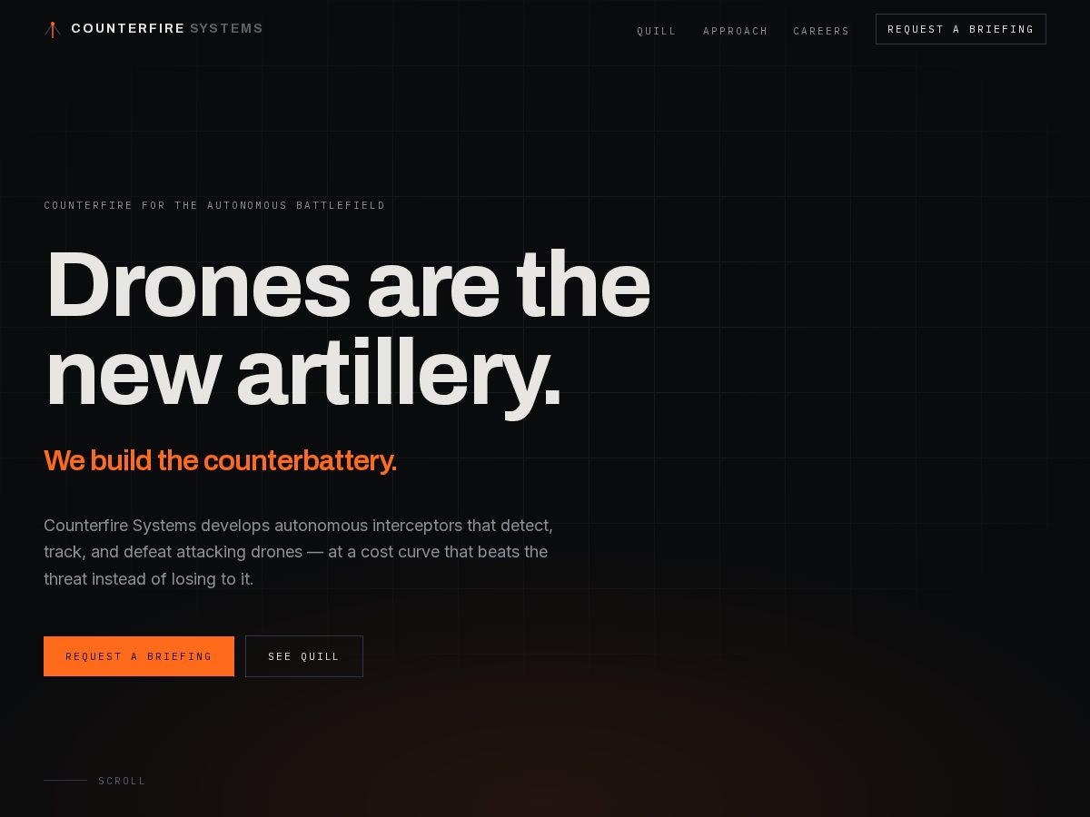 Landing-page snapshot of counterfiresystems.com