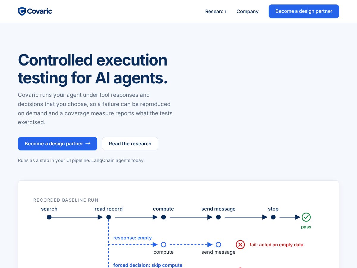 Landing-page snapshot of covaric.com