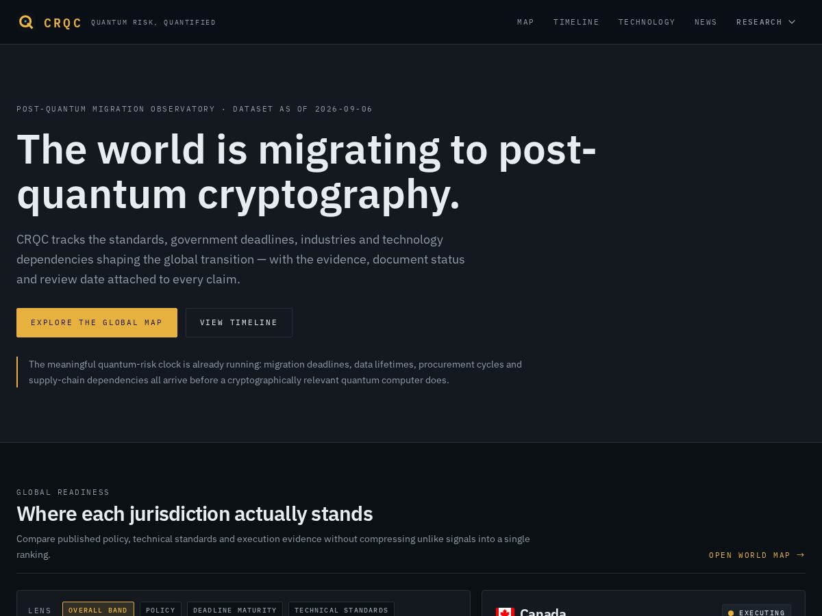 Landing-page snapshot of crqc.dev