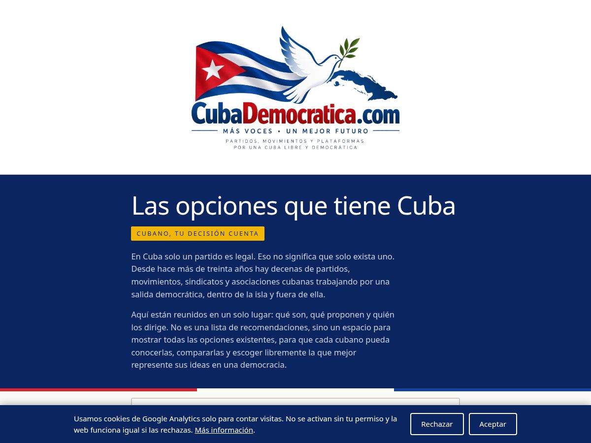 Landing-page snapshot of cubademocratica.com